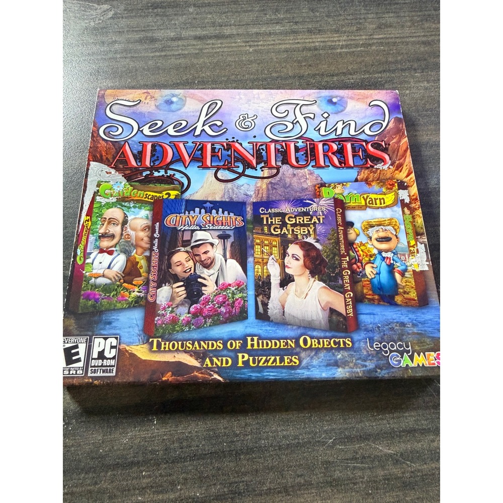 Seek & Find Adventures PC Game 4-in-1 Gardenscapes Gatsby Legacy Games DVD-ROM